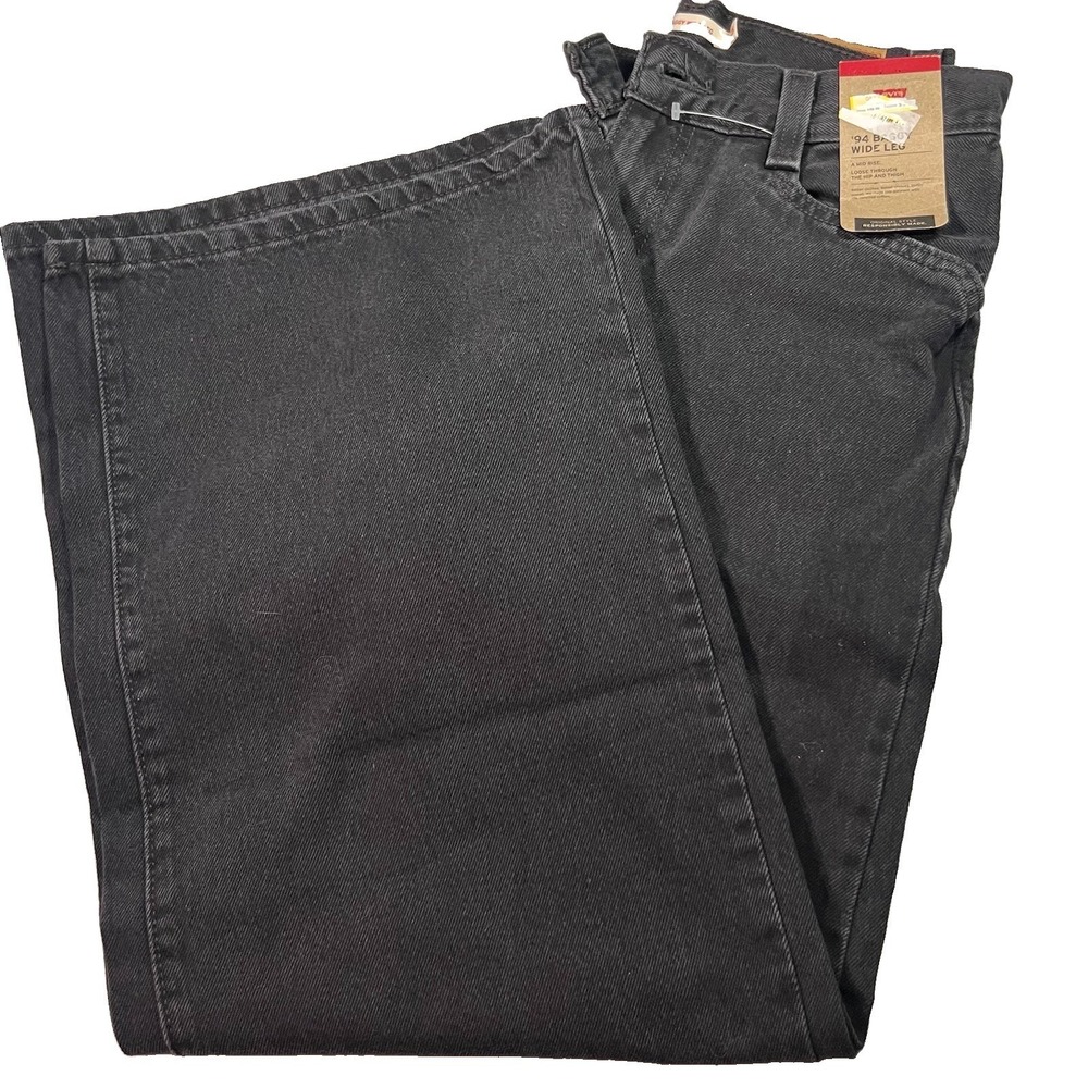Levis Mid Rise '94 Baggy‎ Wide Leg 25x31 Womens Loose Black Denim Jeans NWT